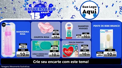 Modelo de TV para TV Horizontal com o tema Promoção de Aniversário - 15 Anos para Bebês