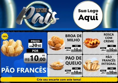 Modelo de Encarte para Encarte A4 Horizontal com o tema Sorteio Dia Dos Pais para Padaria