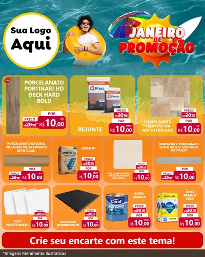 Modelo de Rede Social para Feed Instagram com o tema Janeiro de Promoção para Pisos e revestimentos