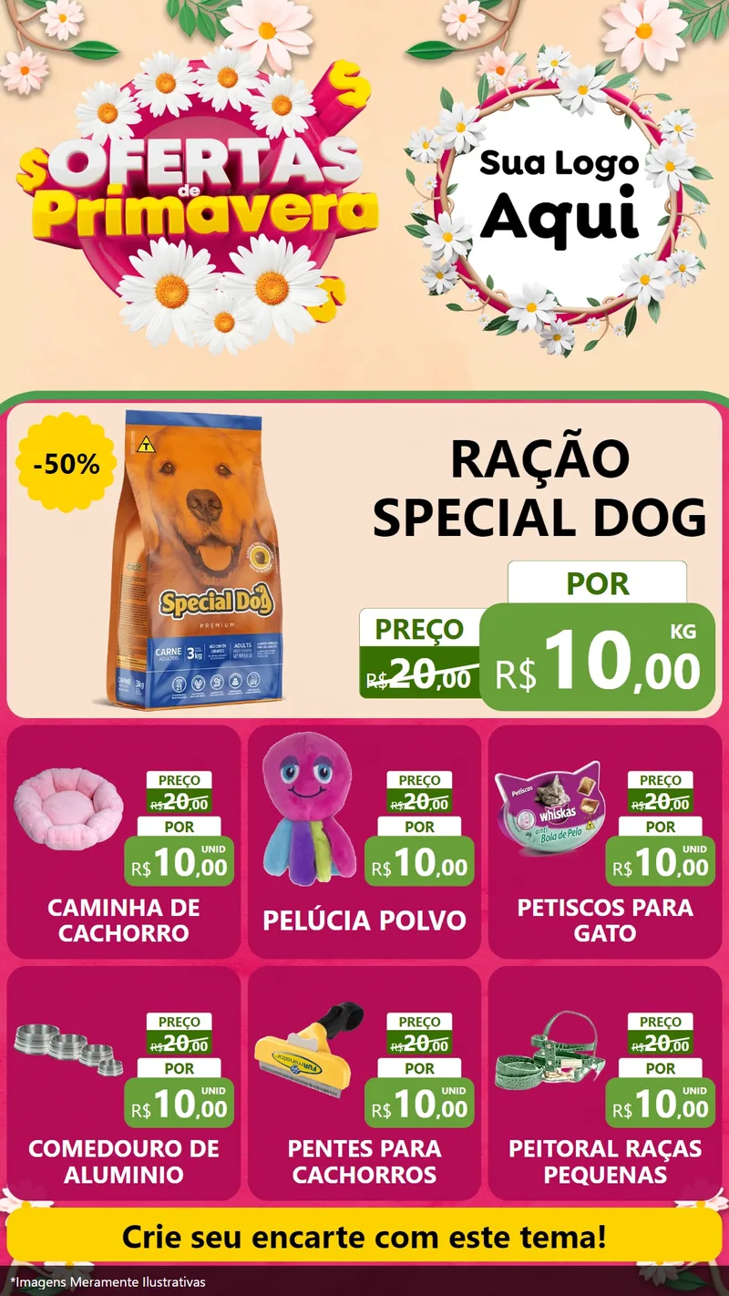 Modelo de Rede Social para Stories com o tema Ofertas de Primavera para Pet Shop