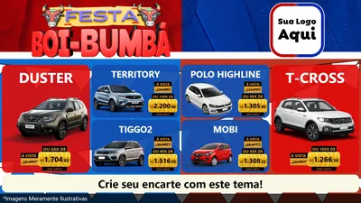 Modelo de TV para TV Horizontal com o tema Festa Boi Bumbá para Concessionaria de Carros