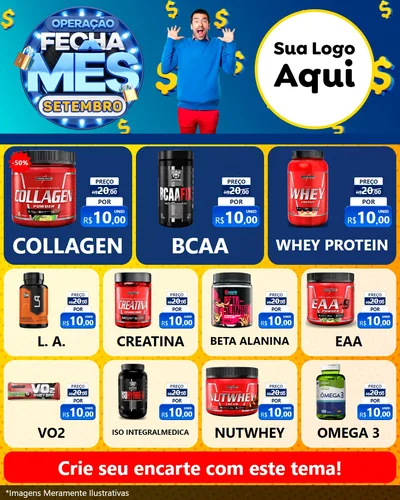 Modelo de Rede Social para Feed Instagram com o tema Operação Fecha Mês Setembro para Suplementos alimentares