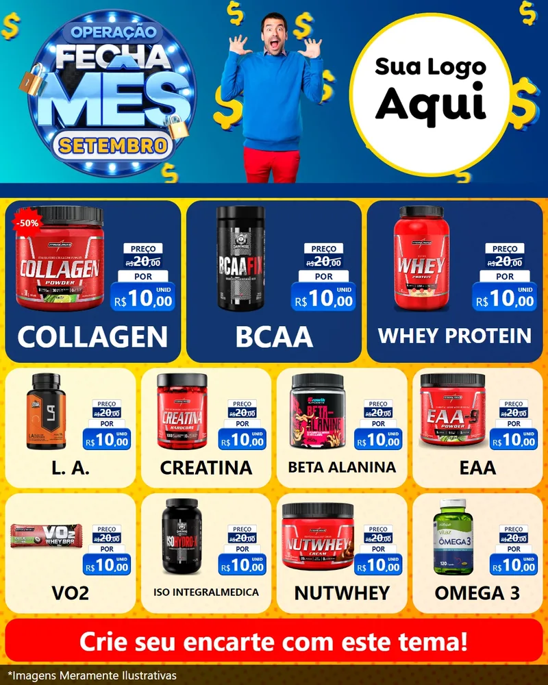Modelo de Rede Social para Feed Instagram com o tema Operação Fecha Mês Setembro para Suplementos alimentares