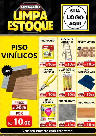 Modelo de Encarte para Encarte A4 Vertical com o tema Operação Limpa Estoque para Material para Construção