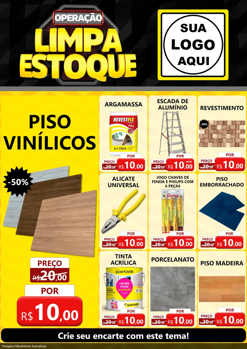Modelo de Encarte para Encarte A4 Vertical com o tema Operação Limpa Estoque para Material para Construção