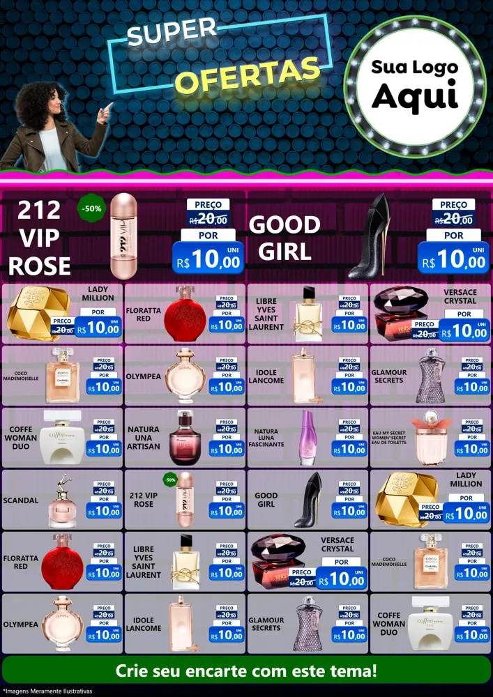 Modelo de Encarte para Encarte A4 Vertical com o tema Super Ofertas para Perfumes