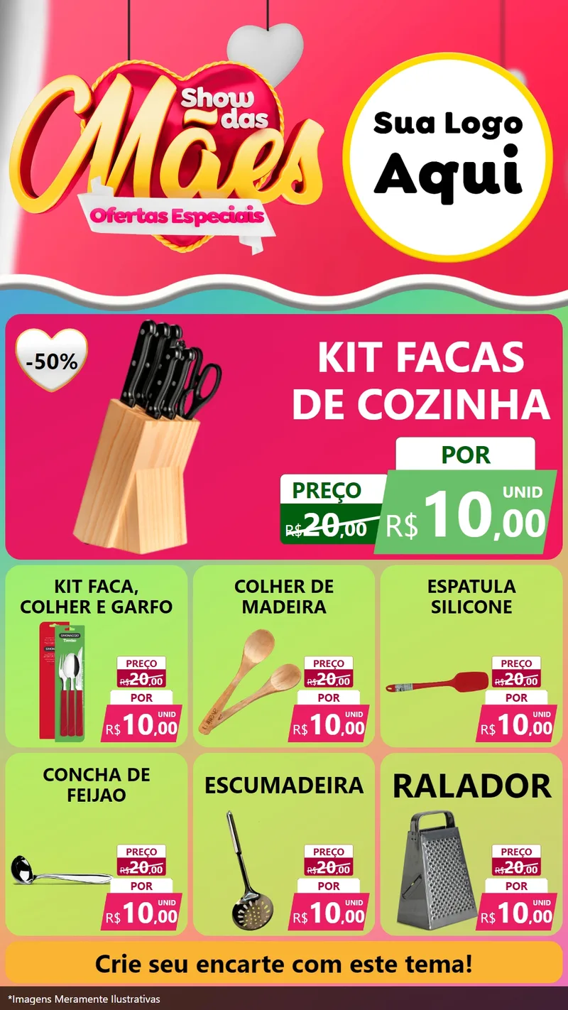 Modelo de Rede Social para Stories com o tema Show das Mães - Ofertas Especiais para Utilidades Domésticas