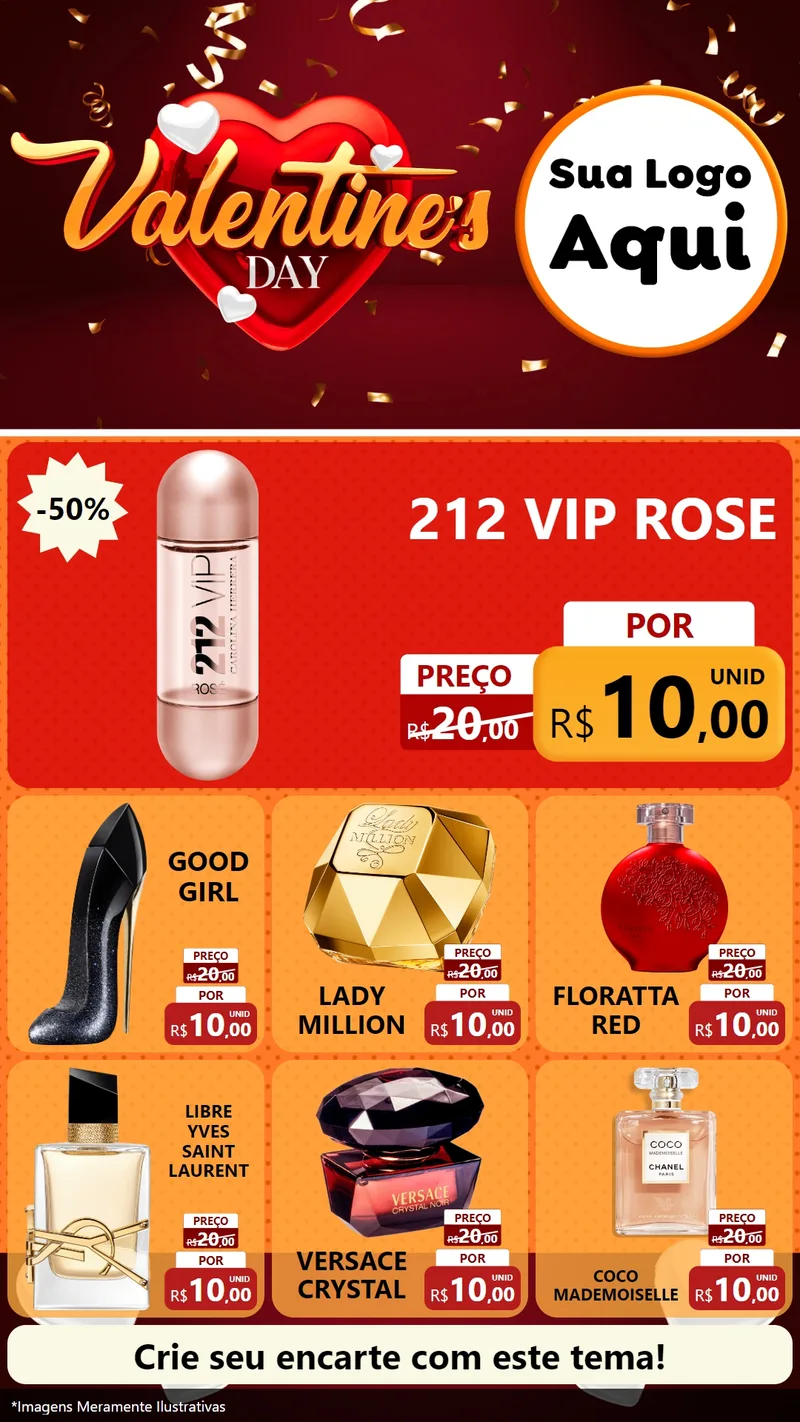 Modelo de Rede Social para Stories com o tema Valentine's Day para Perfumes