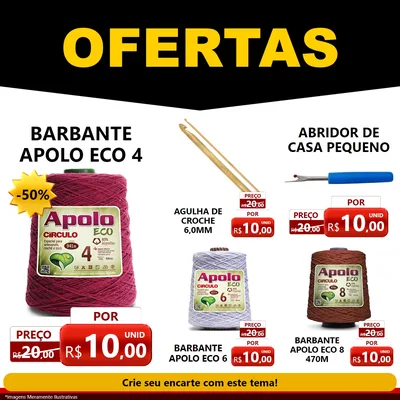 Modelo de Rede Social para Feed Facebook com o tema Ofertas Preto e Vermelho Cartaz para Armarinho e Aviamentos