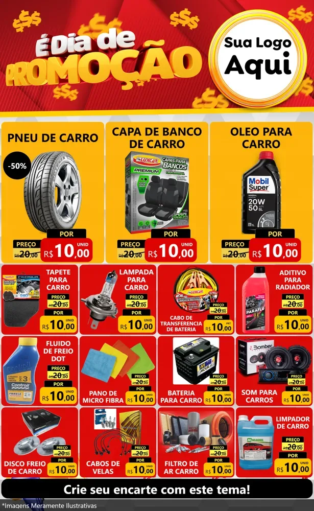 Modelo de Encarte para Encarte Grande com o tema É Dia De Promoção para Auto peças