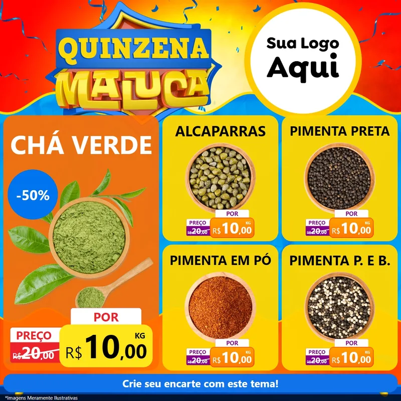 Modelo de Rede Social para Feed Facebook com o tema Quinzena Maluca para Produtos Naturais
