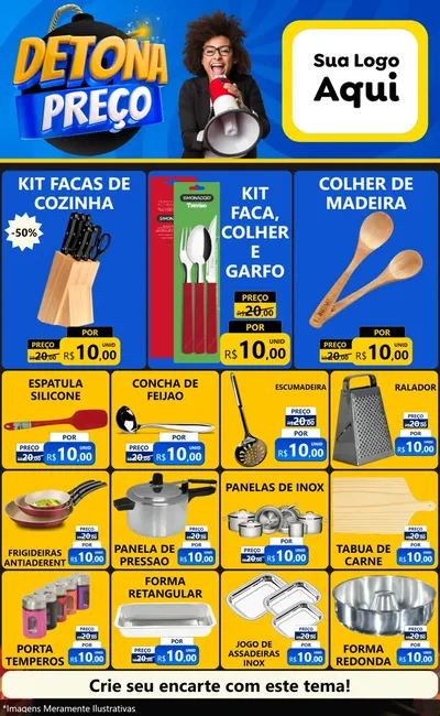 Modelo de Encarte para Encarte Grande com o tema Detona Preços para Utilidades Domésticas