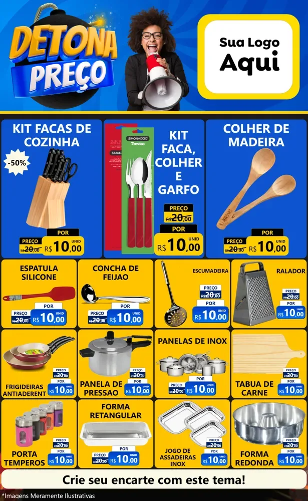 Modelo de Encarte para Encarte Grande com o tema Detona Preços para Utilidades Domésticas