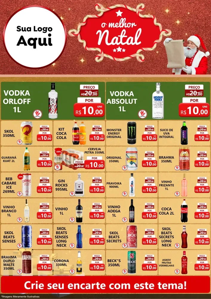 Modelo de Encarte para Encarte A4 Vertical com o tema O Melhor Natal para Distribuidora de bebidas