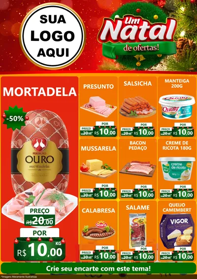 Modelo de Encarte para Encarte A4 Vertical com o tema Um Natal de Ofertas para Frios e Laticínios