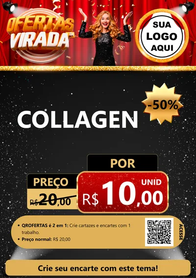 Modelo de Cartaz para Cartaz A4 Vertical com o tema Ofertas da Virada para Suplementos alimentares