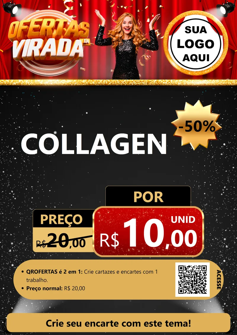 Modelo de Cartaz para Cartaz A4 Vertical com o tema Ofertas da Virada para Suplementos alimentares