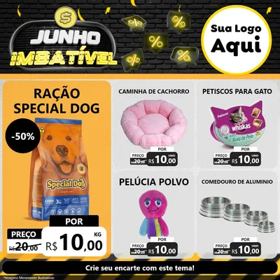 Modelo de Rede Social para Feed Facebook com o tema Junho Imbatível para Pet Shop