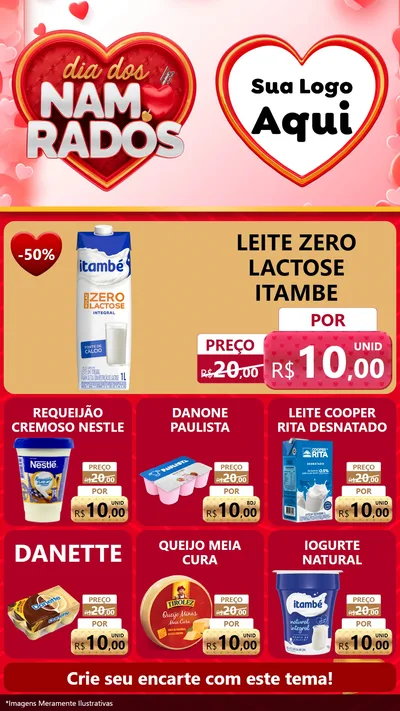 Modelo de Rede Social para Stories com o tema Dia dos Namorados para Frios e Laticínios