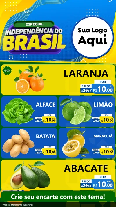 Modelo de TV para TV Vertical com o tema Especial Independência do Brasil para Hortifrúti