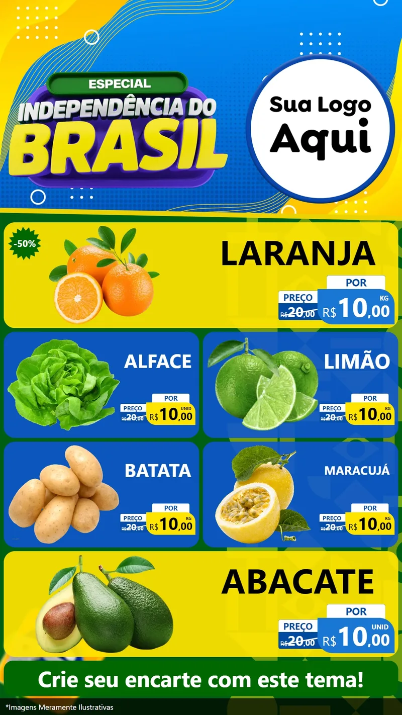 Modelo de TV para TV Vertical com o tema Especial Independência do Brasil para Hortifrúti