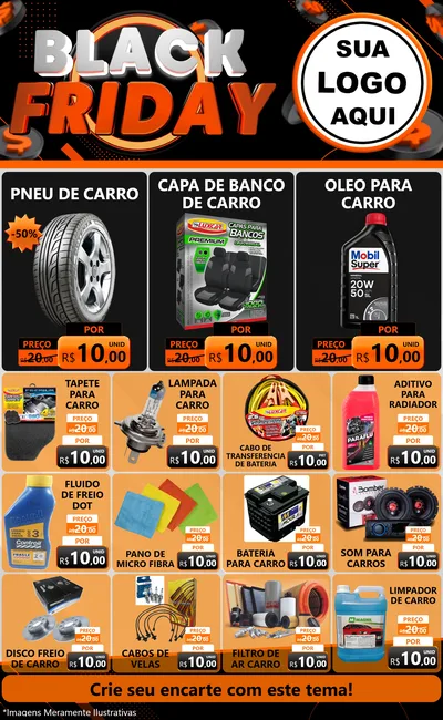 Modelo de Encarte para Encarte Grande com o tema Black Friday para Auto peças