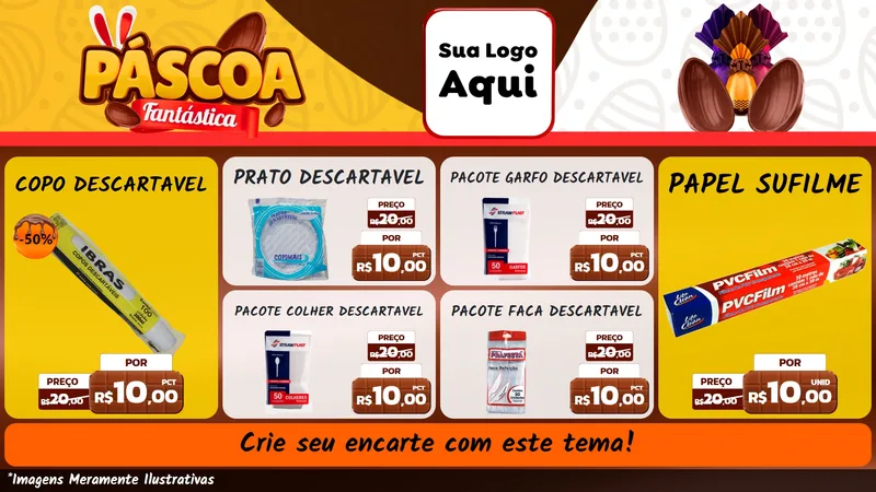 Modelo de TV para TV Horizontal com o tema Páscoa Fantástica para Embalagens