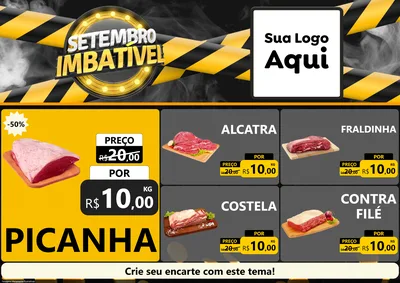 Modelo de Encarte para Encarte A4 Horizontal com o tema Setembro Imbatível para Açougue