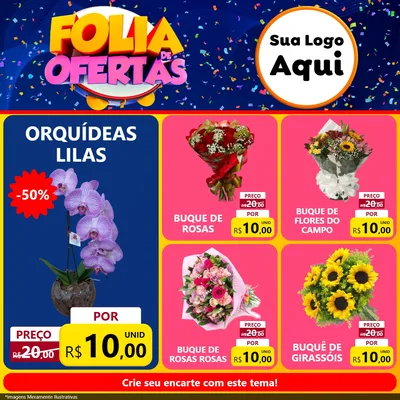 Modelo de Rede Social para Feed Facebook com o tema Folia de Ofertas para Floricultura e jardim