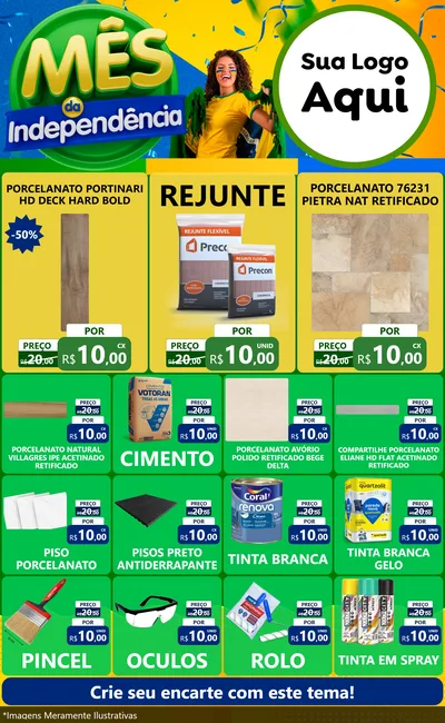 Modelo de Encarte para Encarte Grande com o tema Mês da Independência para Pisos e revestimentos