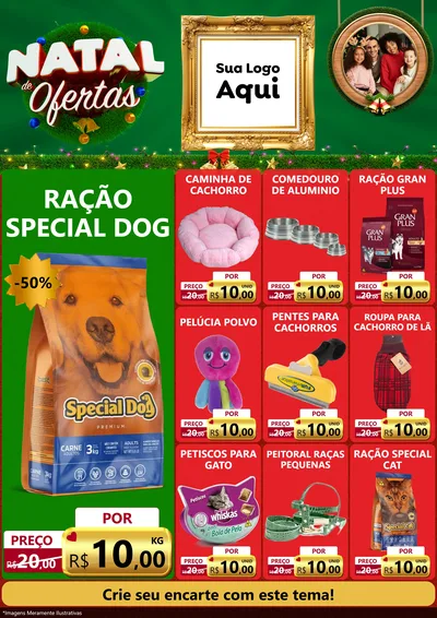 Modelo de Encarte para Encarte A4 Vertical com o tema Natal de Ofertas para Pet Shop