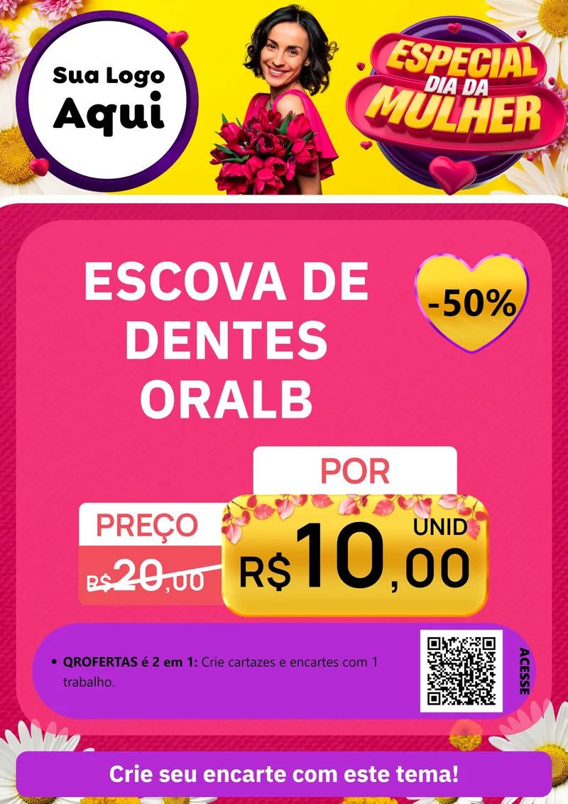 Modelo de Cartaz para Cartaz A4 Vertical com o tema Especial Dia da Mulher para Higiene Pessoal