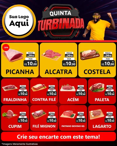 Modelo de Rede Social para Feed Instagram com o tema Quinta Turbinada para Açougue