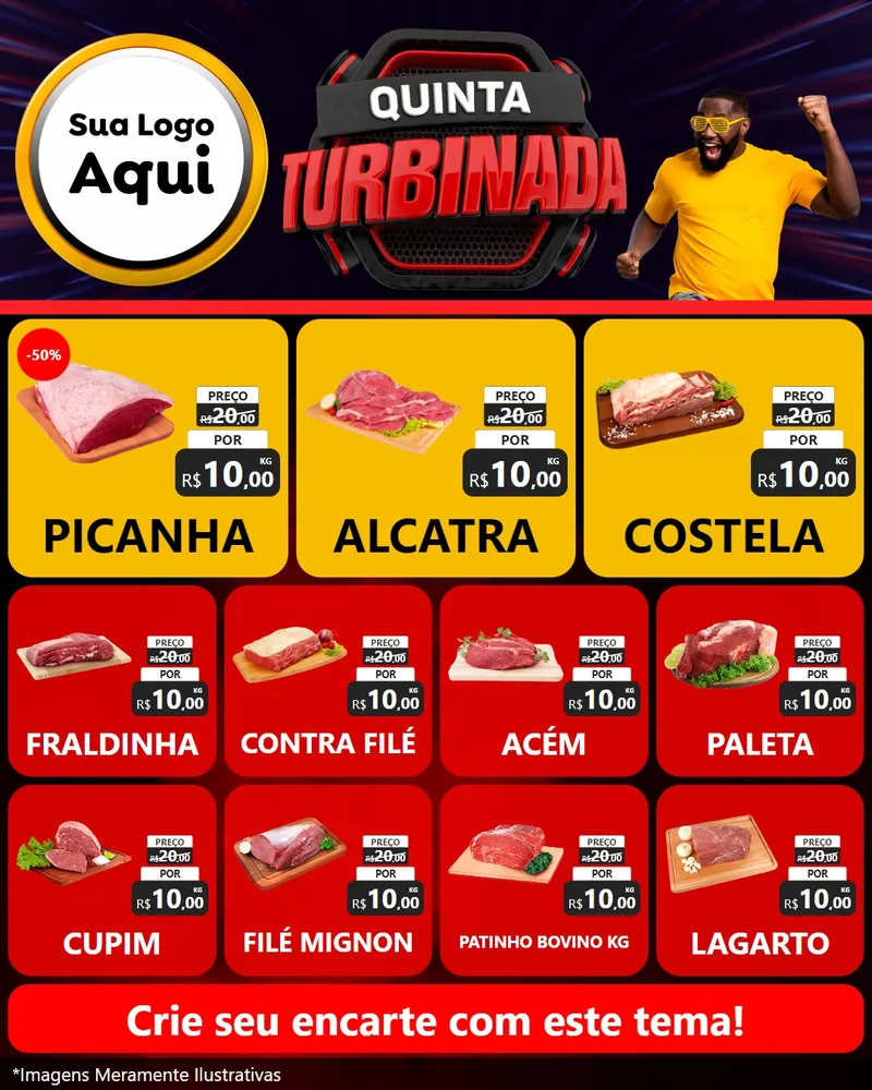 Modelo de Rede Social para Feed Instagram com o tema Quinta Turbinada para Açougue