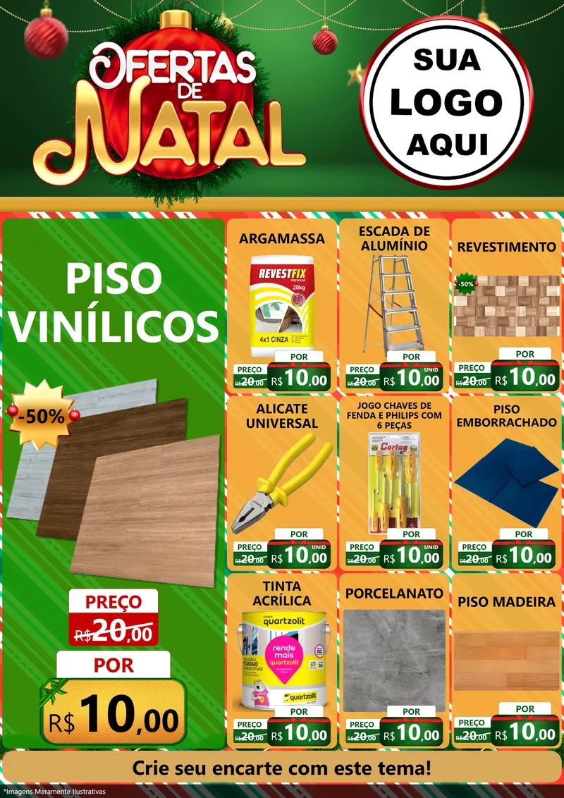 Modelo de Encarte para Encarte A4 Vertical com o tema Ofertas de Natal para Material para Construção