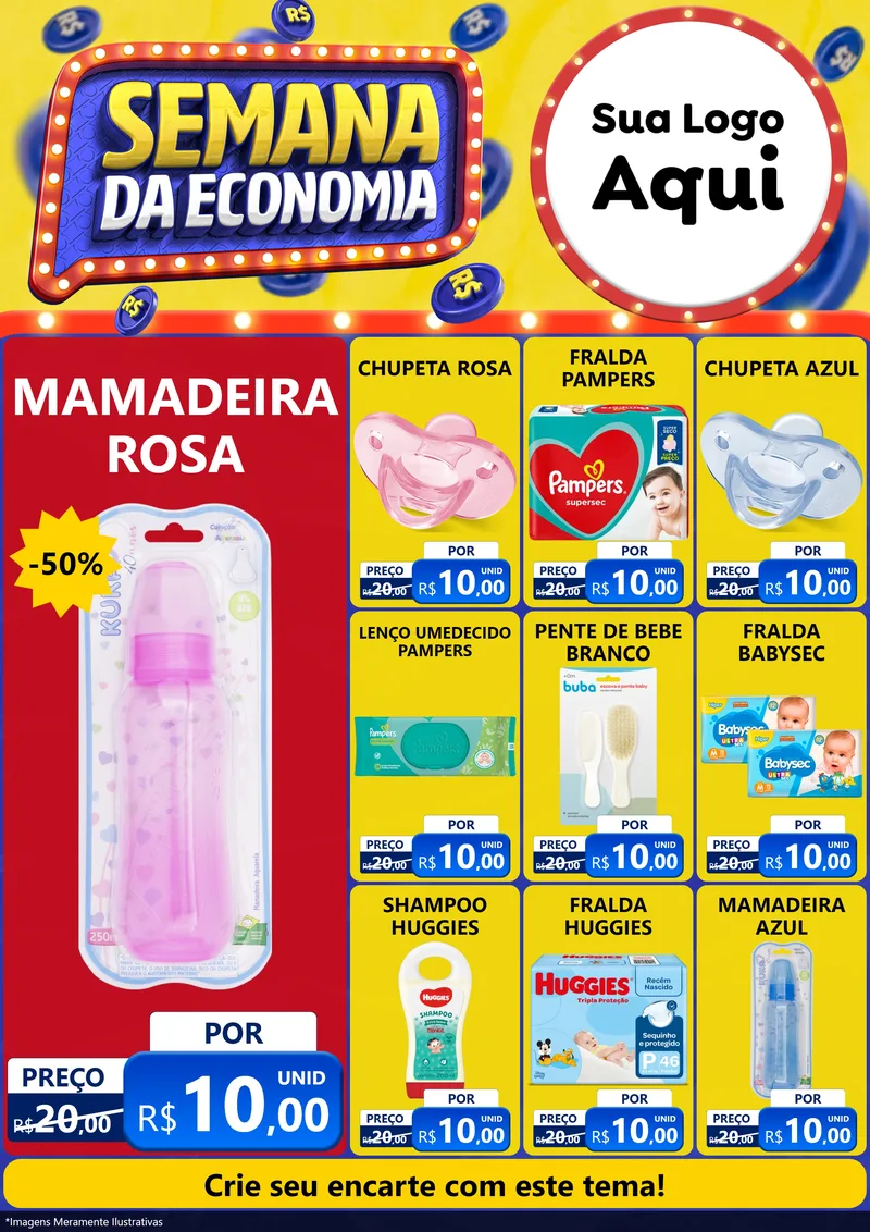 Modelo de Encarte para Encarte A4 Vertical com o tema Semana da Economia para Bebês
