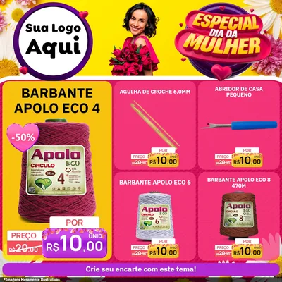 Modelo de Rede Social para Feed Facebook com o tema Especial Dia da Mulher para Armarinho e Aviamentos
