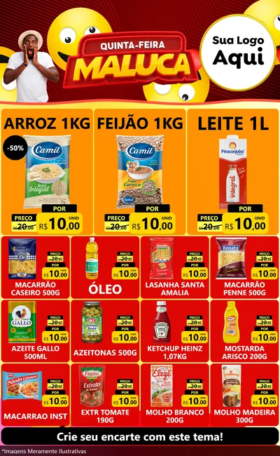 Modelo de Encarte para Encarte Grande com o tema Quinta-feira Maluca para Supermercado