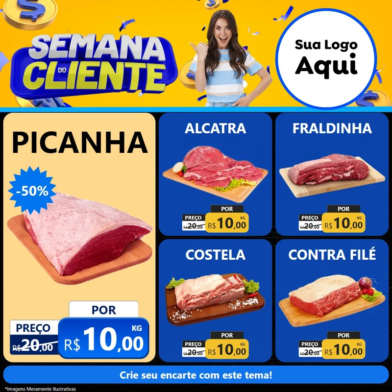 Modelo de Rede Social para Feed Facebook com o tema Semana do Cliente para Açougue