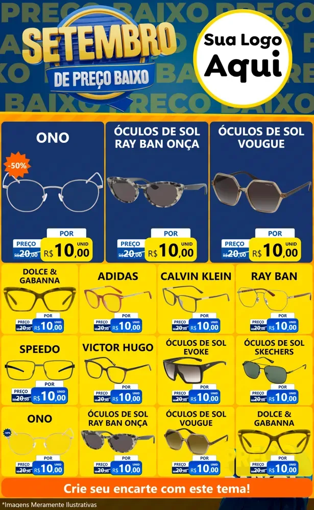 Modelo de Encarte para Encarte Grande com o tema Setembro De Preço Baixo para Óticas