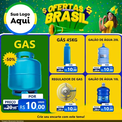 Modelo de Rede Social para Feed Facebook com o tema Ofertas Semana do Brasil para Água e gás