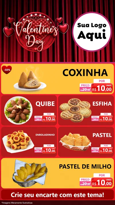 Modelo de TV para TV Vertical com o tema Valentine's Day para Salgadaria