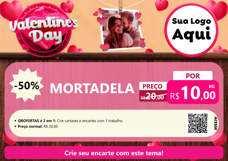 Modelo de Cartaz para Cartaz A4 Horizontal com o tema Valentine's Day para Frios e Laticínios
