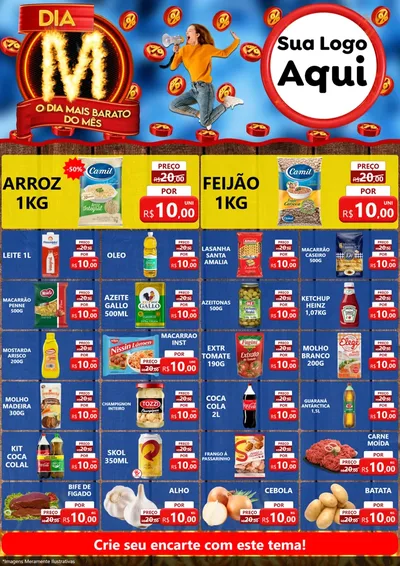 Modelo de Encarte para Encarte A4 Vertical com o tema Dia M - O Dia Mais Barato Do Mês para Supermercado