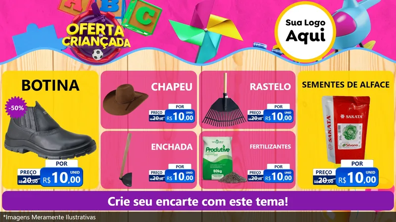 Modelo de TV para TV Horizontal com o tema Oferta da Criançada para Agropecuária