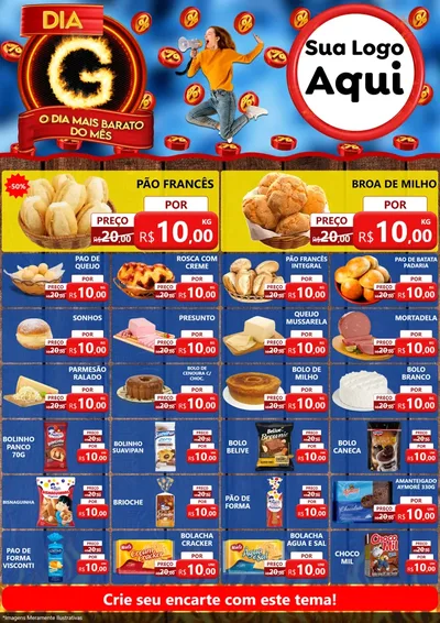 Modelo de Encarte para Encarte A4 Vertical com o tema Dia G - O Dia Mais Barato Do Mês para Padaria
