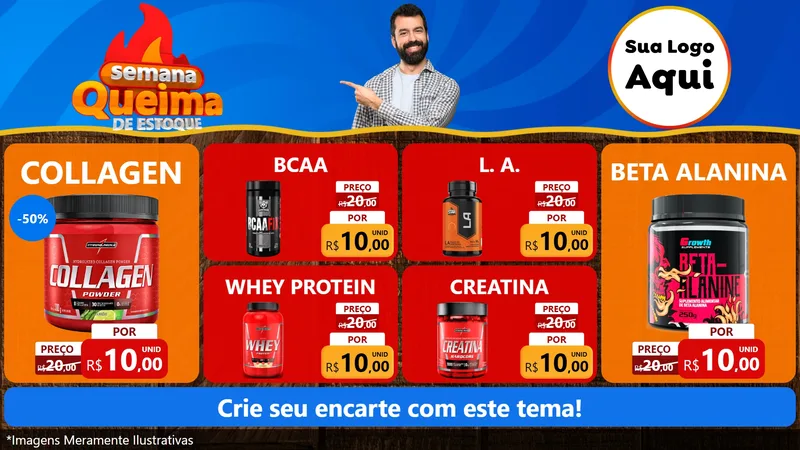 Modelo de TV para TV Horizontal com o tema Semana Queima de Estoque para Suplementos alimentares