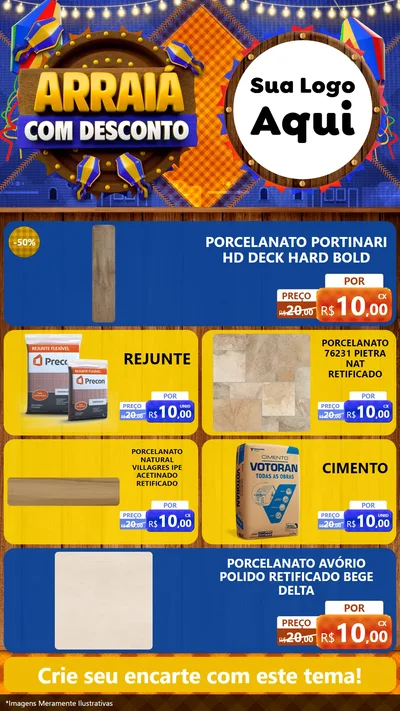 Modelo de TV para TV Vertical com o tema Arraiá Com Desconto para Pisos e revestimentos