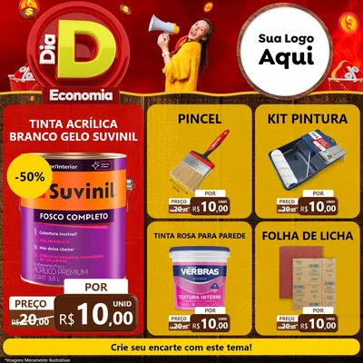 Modelo de Rede Social para Feed Facebook com o tema Dia D Economia para Tintas e Ferramentas