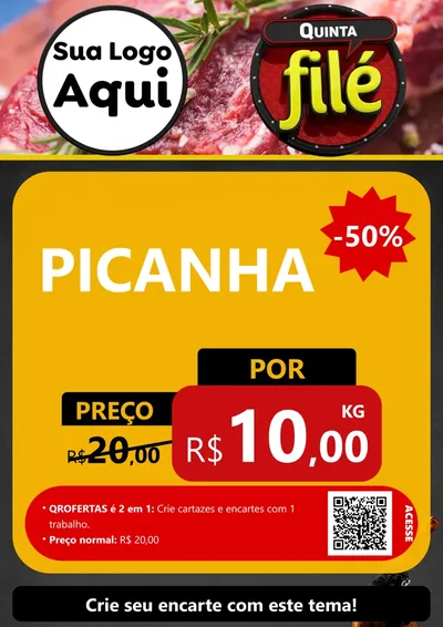 Modelo de Cartaz para Cartaz A4 Vertical com o tema Quinta Filé para Açougue